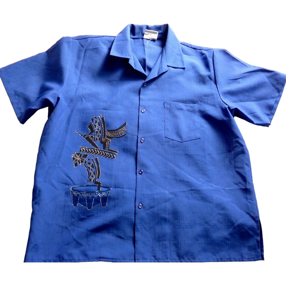 Stunning New Zealand Tribal Pacific Fashions Men's XL Hawaiian Aloha Shirt Royal